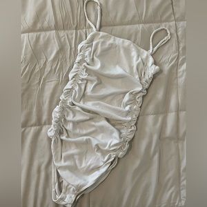 Free People White Ruched Bodysuit